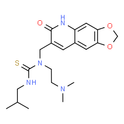 ChemSpider 2D Image | 1-[2-(Dimethylamino)ethyl]-3-isobutyl-1-[(6-oxo-5,6-dihydro[1,3]dioxolo[4,5-g]quinolin-7-yl)methyl]thiourea | C20H28N4O3S