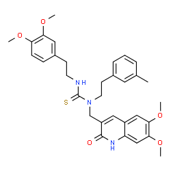 ChemSpider 2D Image | 1-[(6,7-Dimethoxy-2-oxo-1,2-dihydro-3-quinolinyl)methyl]-3-[2-(3,4-dimethoxyphenyl)ethyl]-1-[2-(3-methylphenyl)ethyl]thiourea | C32H37N3O5S