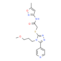 ChemSpider 2D Image | 2-{[4-(3-Methoxypropyl)-5-(4-pyridinyl)-4H-1,2,4-triazol-3-yl]sulfanyl}-N-(5-methyl-1,2-oxazol-3-yl)acetamide | C17H20N6O3S