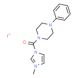 ChemSpider 2D Image | 3-Methyl-1-[(4-phenyl-1-piperazinyl)carbonyl]-1H-imidazol-3-ium iodide | C15H19IN4O