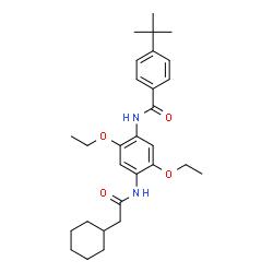 ChemSpider 2D Image | N-{4-[(Cyclohexylacetyl)amino]-2,5-diethoxyphenyl}-4-(2-methyl-2-propanyl)benzamide | C29H40N2O4