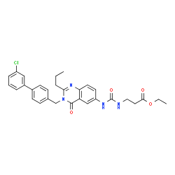 ChemSpider 2D Image | Ethyl N-({3-[(3'-chloro-4-biphenylyl)methyl]-4-oxo-2-propyl-3,4-dihydro-6-quinazolinyl}carbamoyl)-beta-alaninate | C30H31ClN4O4