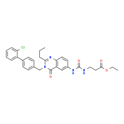 ChemSpider 2D Image | Ethyl N-({3-[(2'-chloro-4-biphenylyl)methyl]-4-oxo-2-propyl-3,4-dihydro-6-quinazolinyl}carbamoyl)-beta-alaninate | C30H31ClN4O4