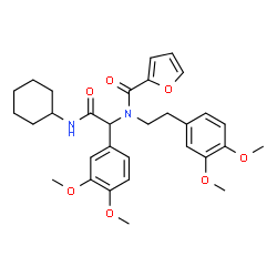 ChemSpider 2D Image | N-[2-(Cyclohexylamino)-1-(3,4-dimethoxyphenyl)-2-oxoethyl]-N-[2-(3,4-dimethoxyphenyl)ethyl]-2-furamide | C31H38N2O7