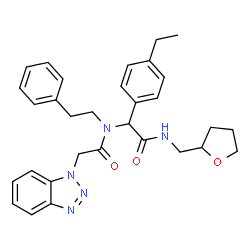 ChemSpider 2D Image | 2-(1H-Benzotriazol-1-yl)-N-{1-(4-ethylphenyl)-2-oxo-2-[(tetrahydro-2-furanylmethyl)amino]ethyl}-N-(2-phenylethyl)acetamide | C31H35N5O3