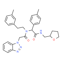 ChemSpider 2D Image | 2-(1H-Benzotriazol-1-yl)-N-[2-(3-methylphenyl)ethyl]-N-{1-(4-methylphenyl)-2-oxo-2-[(tetrahydro-2-furanylmethyl)amino]ethyl}acetamide | C31H35N5O3