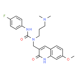 ChemSpider 2D Image | 1-[3-(Dimethylamino)propyl]-3-(4-fluorophenyl)-1-[(7-methoxy-2-oxo-1,2-dihydro-3-quinolinyl)methyl]urea | C23H27FN4O3