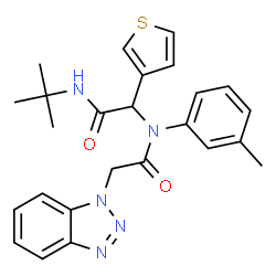 ChemSpider 2D Image | 2-(1H-Benzotriazol-1-yl)-N-(3-methylphenyl)-N-{2-[(2-methyl-2-propanyl)amino]-2-oxo-1-(3-thienyl)ethyl}acetamide | C25H27N5O2S