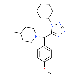 ChemSpider 2D Image | 1-[(1-Cyclohexyl-1H-tetrazol-5-yl)(4-methoxyphenyl)methyl]-4-methylpiperidine | C21H31N5O