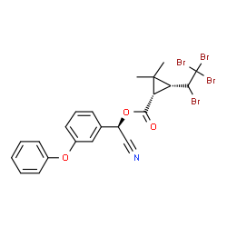 ChemSpider 2D Image | (R)-Cyano(3-phenoxyphenyl)methyl (1S,3R)-2,2-dimethyl-3-[(1S)-1,2,2,2-tetrabromoethyl]cyclopropanecarboxylate | C22H19Br4NO3