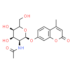 ChemSpider 2D Image | 4-Methyl-2-oxo-2H-chromen-7-yl (5xi)-2-acetamido-2-deoxy-alpha-L-ribo-hexopyranoside | C18H21NO8
