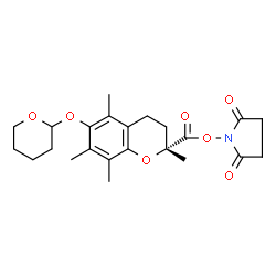 ChemSpider 2D Image | Succinimidyl (2R)-6-(Tetrahydro-2H-pyran-2-yloxy)-2,5,7,8-tetramethylchroman-2-carboxylate | C23H29NO7
