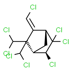 ChemSpider 2D Image | (1R,3S,4S,6E)-2,2,3-Trichloro-6-(chloromethylene)-5,5-bis(dichloromethyl)bicyclo[2.2.1]heptane | C10H8Cl8