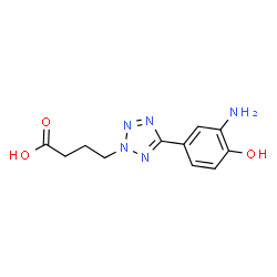 ChemSpider 2D Image | 4-[5-(3-Amino-4-hydroxyphenyl)-2H-tetrazol-2-yl]butanoic acid | C11H13N5O3