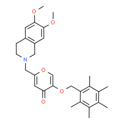 ChemSpider 2D Image | 2-[(6,7-Dimethoxy-3,4-dihydro-2(1H)-isoquinolinyl)methyl]-5-[(pentamethylbenzyl)oxy]-4H-pyran-4-one | C29H35NO5