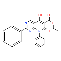 ChemSpider 2D Image | ethyl 5-hydroxy-7-oxo-2,8-diphenyl-7H,8H-pyrido[2,3-d]pyrimidine-6-carboxylate | C22H17N3O4