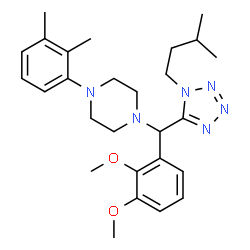 ChemSpider 2D Image | 1-{(2,3-Dimethoxyphenyl)[1-(3-methylbutyl)-1H-tetrazol-5-yl]methyl}-4-(2,3-dimethylphenyl)piperazine | C27H38N6O2
