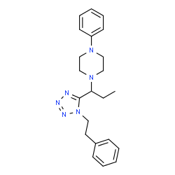 ChemSpider 2D Image | 1-[1-(1-Phenethyl-1H-tetrazol-5-yl)-propyl]-4-phenyl-piperazine | C22H28N6