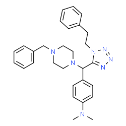 ChemSpider 2D Image | 4-{(4-Benzyl-1-piperazinyl)[1-(2-phenylethyl)-1H-tetrazol-5-yl]methyl}-N,N-dimethylaniline | C29H35N7