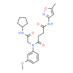 ChemSpider 2D Image | N-[2-(Cyclopentylamino)-2-oxoethyl]-N-(3-methoxyphenyl)-N'-(5-methyl-1,2-oxazol-3-yl)succinamide | C22H28N4O5