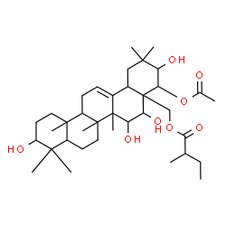 ChemSpider 2D Image | 22-Acetoxy-3,15,16,21-tetrahydroxyolean-12-en-28-yl 2-methylbutanoate | C37H60O8