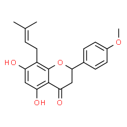 ChemSpider 2D Image | (S)-5,7-dihydroxy-2-(4-methoxyphenyl)-8-(3-methylbut-2-enyl)chroman-4-one | C21H22O5