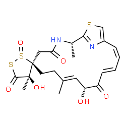 ChemSpider 2D Image | (2'S,3R,4R,9'E,11'R,13'E,15'Z)-4,11'-Dihydroxy-2',4,9'-trimethyl-4'H,5H,12'H-spiro[1,2-dithiolane-3,6'-[19]thia[3,20]diazabicyclo[15.2.1]icosa[1(20),9,13,15,17]pentaene]-4',5,12'-trione 2-oxide | C22H26N2O6S3