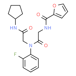 ChemSpider 2D Image | N-(2-Furoyl)glycyl-N-cyclopentyl-N~2~-(2-fluorophenyl)glycinamide | C20H22FN3O4