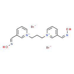 ChemSpider 2D Image | 3-[(E)-(Hydroxyimino)methyl]-1-(3-{3-[(Z)-(hydroxyimino)methyl]-1-pyridiniumyl}propyl)pyridinium dibromide | C15H18Br2N4O2