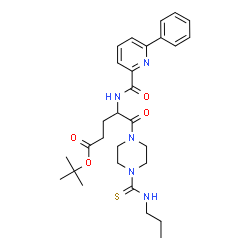 ChemSpider 2D Image | 2-Methyl-2-propanyl 5-oxo-4-{[(6-phenyl-2-pyridinyl)carbonyl]amino}-5-[4-(propylcarbamothioyl)-1-piperazinyl]pentanoate | C29H39N5O4S
