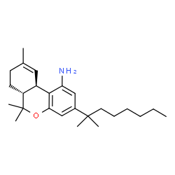 ChemSpider 2D Image | (6aR,10aR)-6,6,9-Trimethyl-3-(2-methyl-2-octanyl)-6a,7,8,10a-tetrahydro-6H-benzo[c]chromen-1-amine | C25H39NO