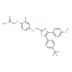 ChemSpider 2D Image | [4-({4-(4-Methoxyphenyl)-5-[4-(2-methyl-2-propanyl)phenyl]-1,3-thiazol-2-yl}methoxy)-2-methylphenoxy]acetic acid | C30H31NO5S
