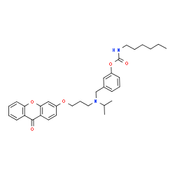 ChemSpider 2D Image | 3-[(Isopropyl{3-[(9-oxo-9H-xanthen-3-yl)oxy]propyl}amino)methyl]phenyl hexylcarbamate | C33H40N2O5
