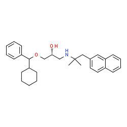 ChemSpider 2D Image | (2R)-1-[Cyclohexyl(phenyl)methoxy]-3-{[2-methyl-1-(2-naphthyl)-2-propanyl]amino}-2-propanol | C30H39NO2