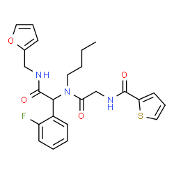 ChemSpider 2D Image | N-[2-(Butyl{1-(2-fluorophenyl)-2-[(2-furylmethyl)amino]-2-oxoethyl}amino)-2-oxoethyl]-2-thiophenecarboxamide | C24H26FN3O4S