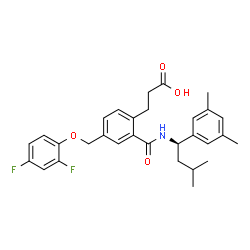 ChemSpider 2D Image | 3-(4-[(2,4-Difluorophenoxy)methyl]-2-{[(1R)-1-(3,5-dimethylphenyl)-3-methylbutyl]carbamoyl}phenyl)propanoic acid | C30H33F2NO4