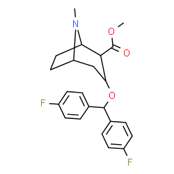 ChemSpider 2D Image | Methyl 3-[bis(4-fluorophenyl)methoxy]-8-methyl-8-azabicyclo[3.2.1]octane-2-carboxylate | C23H25F2NO3