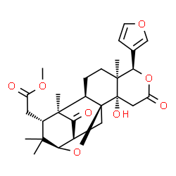ChemSpider 2D Image | Methyl [(1S,2R,5S,6R,10S,11S,13S,14R,16S)-6-(3-furyl)-10-hydroxy-1,5,15,15-tetramethyl-8,17-dioxo-7,18-dioxapentacyclo[11.3.1.1~11,14~.0~2,11~.0~5,10~]octadec-16-yl]acetate | C27H34O8