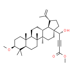ChemSpider 2D Image | Methyl (4S)-4-hydroxy-4-[(1R,3aS,5aR,5bR,7aR,9S,11aR,11bR,13aR,13bR)-1-isopropenyl-9-methoxy-5a,5b,8,8,11a-pentamethylicosahydro-3aH-cyclopenta[a]chrysen-3a-yl]-2-butynoate | C35H54O4
