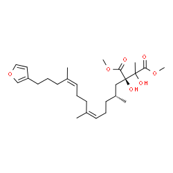 ChemSpider 2D Image | Dimethyl (2R)-2-[(2R,5Z,9Z)-13-(3-furyl)-2,6,10-trimethyl-5,9-tridecadien-1-yl]-2,3-dihydroxy-3-methylsuccinate | C27H42O7