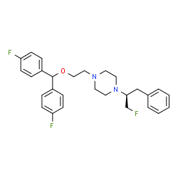 ChemSpider 2D Image | 1-{2-[Bis(4-fluorophenyl)methoxy]ethyl}-4-[(2S)-1-fluoro-3-phenyl-2-propanyl]piperazine | C28H31F3N2O