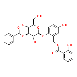 ChemSpider 2D Image | 2-[(3-O-Benzoyl-beta-D-glucopyranosyl)oxy]-5-hydroxybenzyl salicylate | C27H26O11