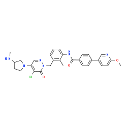 ChemSpider 2D Image | N-[3-({5-Chloro-4-[3-(methylamino)-1-pyrrolidinyl]-6-oxo-1(6H)-pyridazinyl}methyl)-2-methylphenyl]-4-(6-methoxy-3-pyridinyl)benzamide | C30H31ClN6O3