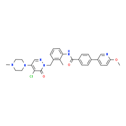 ChemSpider 2D Image | N-(3-{[5-Chloro-4-(4-methyl-1-piperazinyl)-6-oxo-1(6H)-pyridazinyl]methyl}-2-methylphenyl)-4-(6-methoxy-3-pyridinyl)benzamide | C30H31ClN6O3