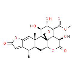 ChemSpider 2D Image | Methyl (1S,2R,3R,4S,5R,8R,9S,10R,13R,15S,16S)-3,4,10-trihydroxy-1,16-dimethyl-11,19-dioxo-6,12,20-trioxahexacyclo[13.7.0.0~2,8~.0~5,9~.0~8,13~.0~17,21~]docosa-17,21-diene-5-carboxylate | C23H26O10