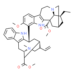 ChemSpider 2D Image | Methyl (2alpha)-13-methoxy-14-[(3beta,15alpha)-17-methoxy-17-oxo-8,18-didehydro-8,20-dihydrovobasan-3-yl]ibogamine-18-carboxylate | C43H52N4O5