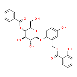 ChemSpider 2D Image | 2-[(4-O-Benzoyl-beta-D-glucopyranosyl)oxy]-5-hydroxybenzyl salicylate | C27H26O11