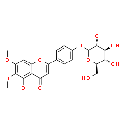 ChemSpider 2D Image | 4-(5-Hydroxy-6,7-dimethoxy-4-oxo-4H-chromen-2-yl)phenyl D-glucopyranoside | C23H24O11