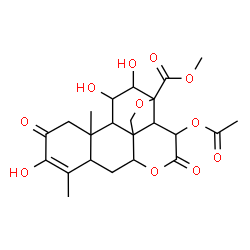 ChemSpider 2D Image | Methyl 15-acetoxy-3,11,12-trihydroxy-2,16-dioxo-13,20-epoxypicras-3-en-21-oate | C23H28O11