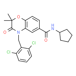 ChemSpider 2D Image | N-Cyclopentyl-4-(2,6-dichlorobenzyl)-2,2-dimethyl-3-oxo-3,4-dihydro-2H-1,4-benzoxazine-6-carboxamide | C23H24Cl2N2O3